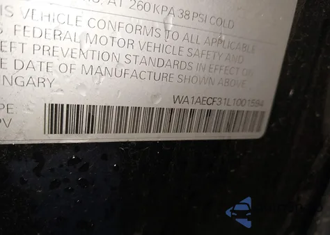 2020 Audi Q3 Premium 45 Tfsi Quattro Tiptronic z USA, uszkodzony, nr VIN WA1AECF31L1001594